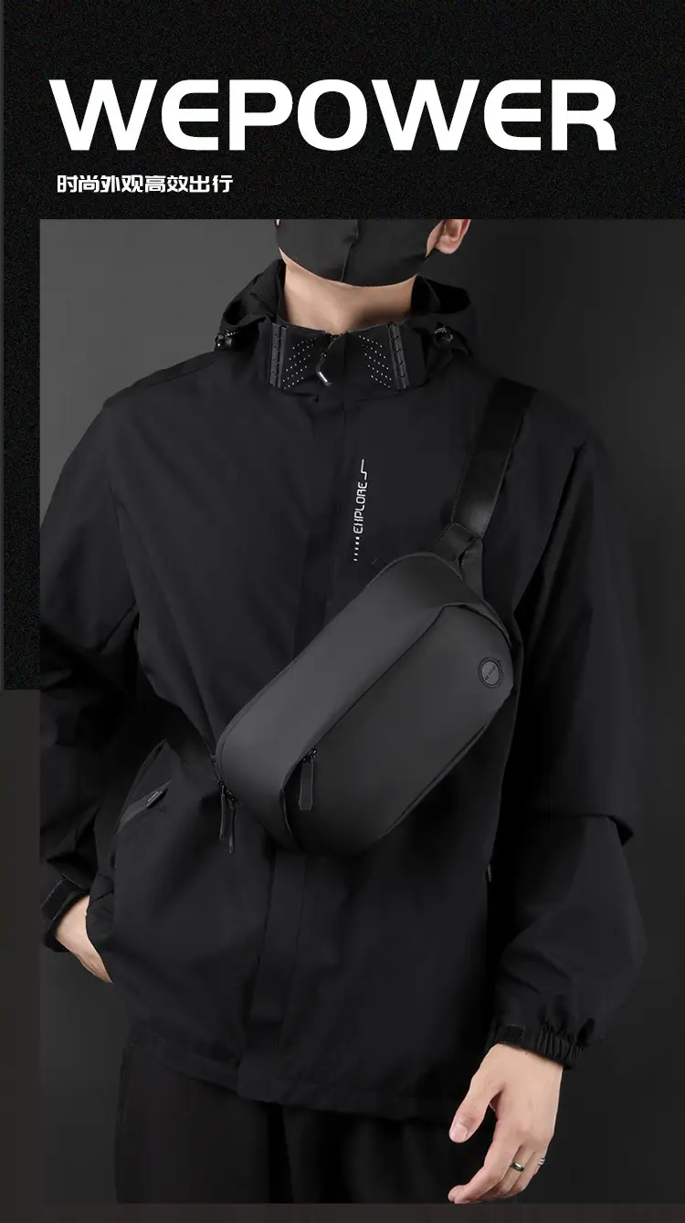 Men's Black Multi-Functional Waist Bag with Camera & Tablet — feature 2