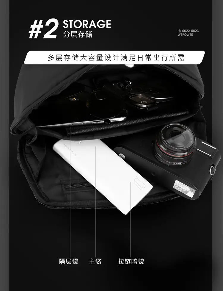 Men's Black Multi-Functional Waist Bag with Camera & Tablet — feature 8