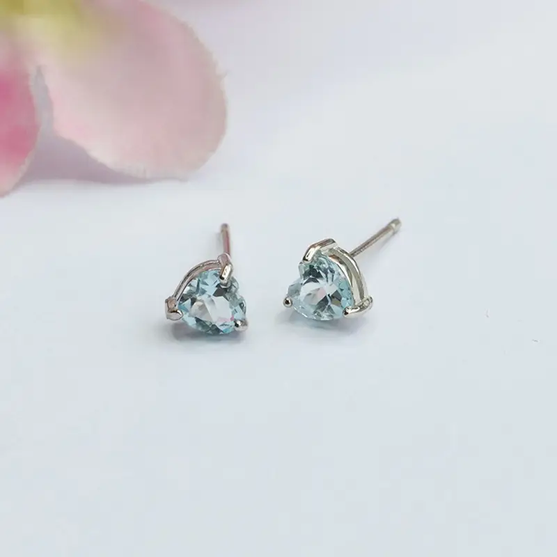 Ice Blue Gemstone Heart Earrings S925 Silver — feature 8