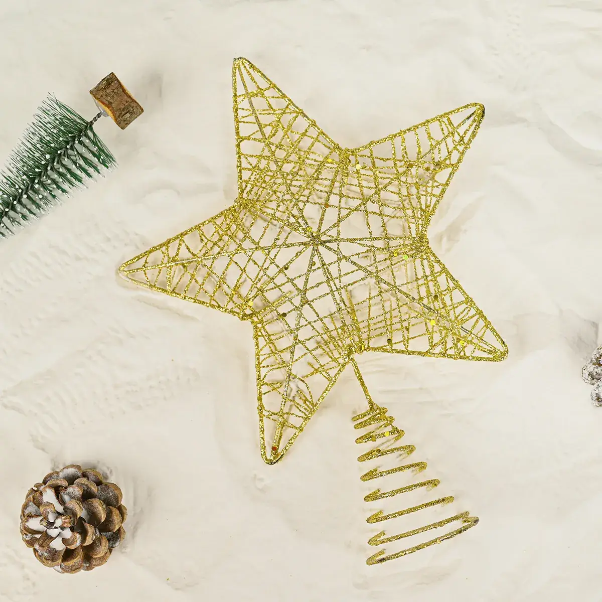 Golden 5-Pointed Star Christmas Tree Decoration
