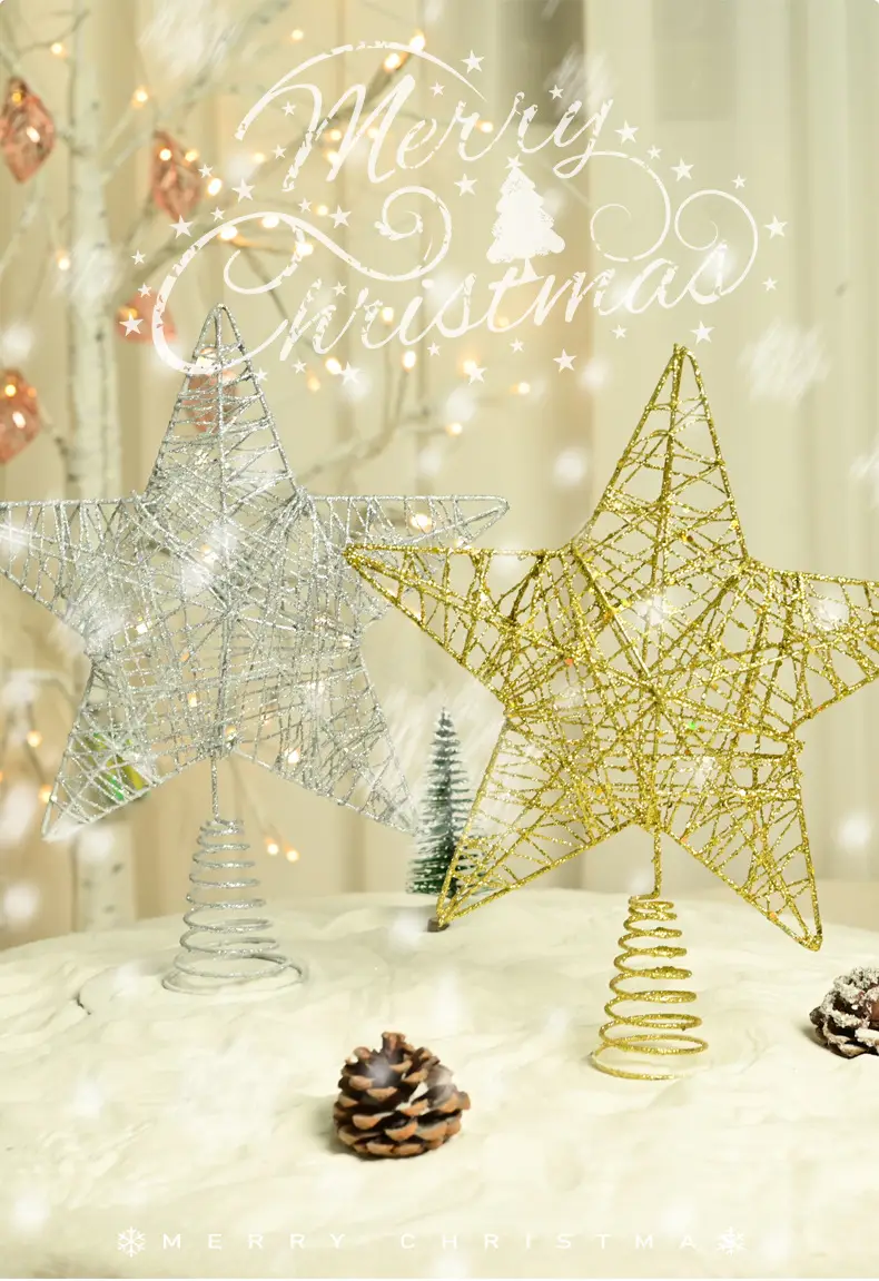 Golden 5-Pointed Star Christmas Tree Decoration — feature 1