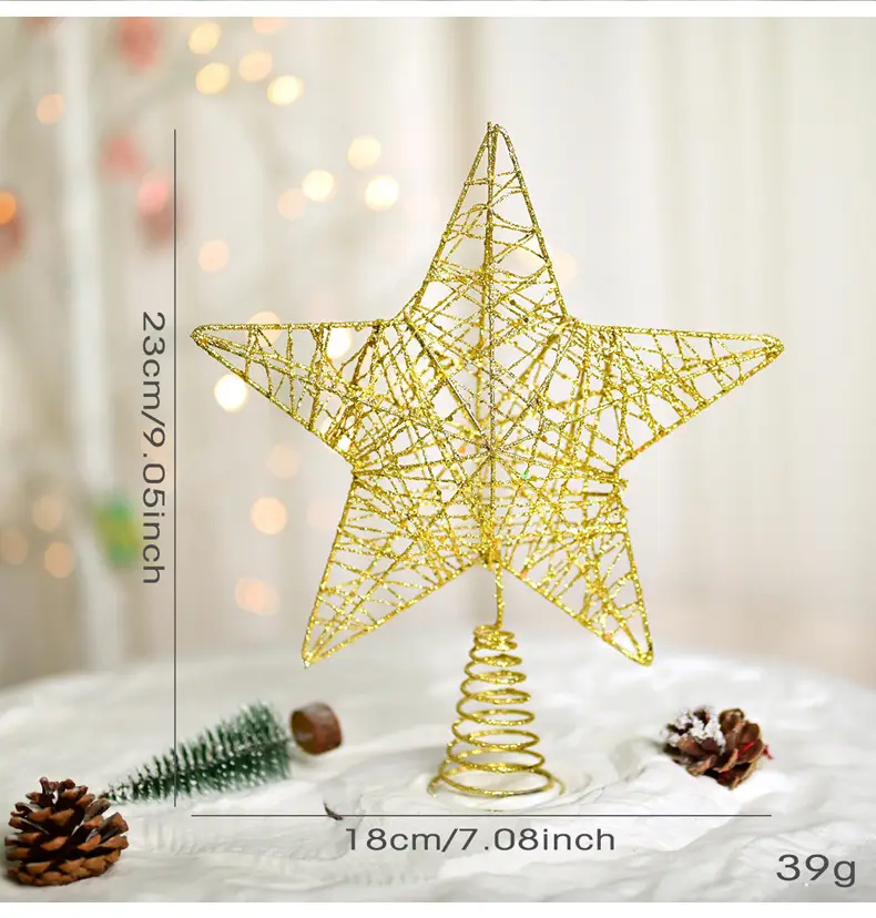 Golden 5-Pointed Star Christmas Tree Decoration — feature 3