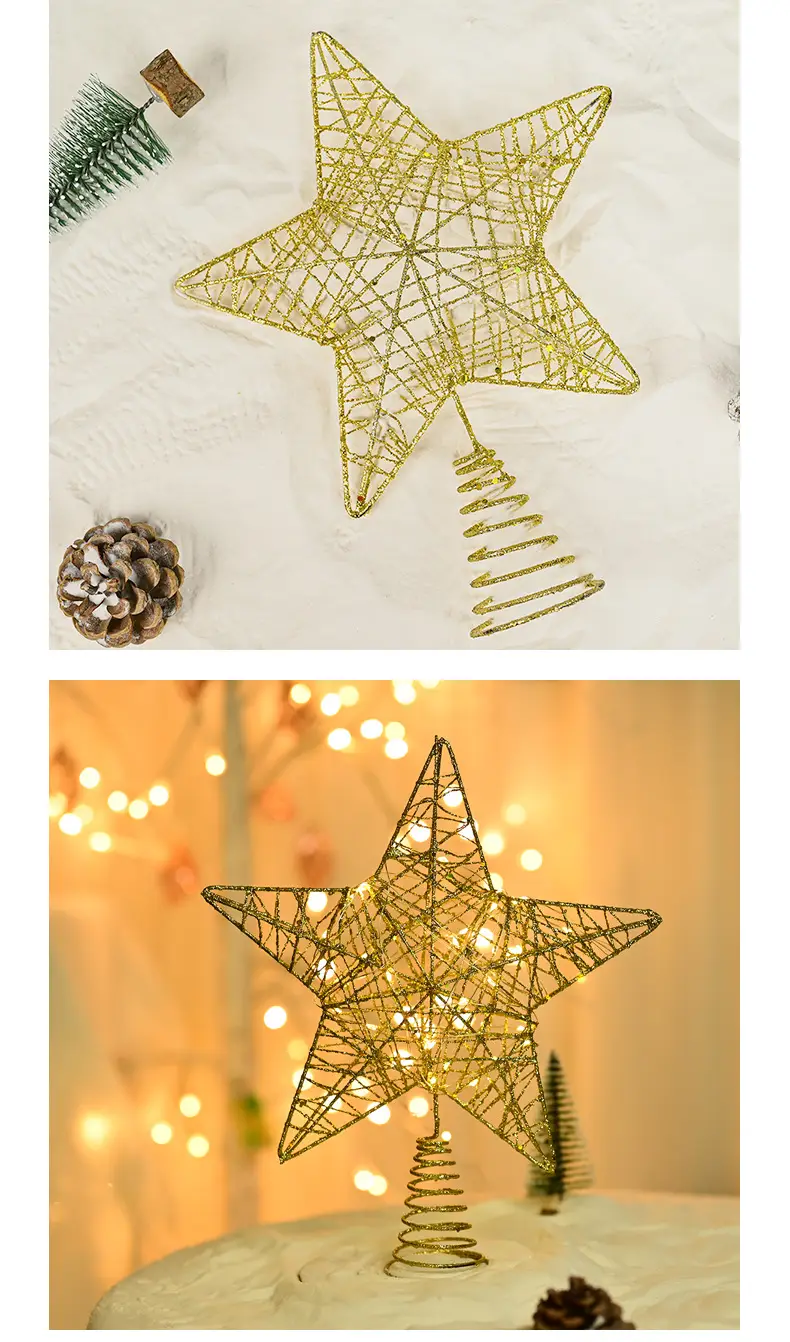 Golden 5-Pointed Star Christmas Tree Decoration — feature 6