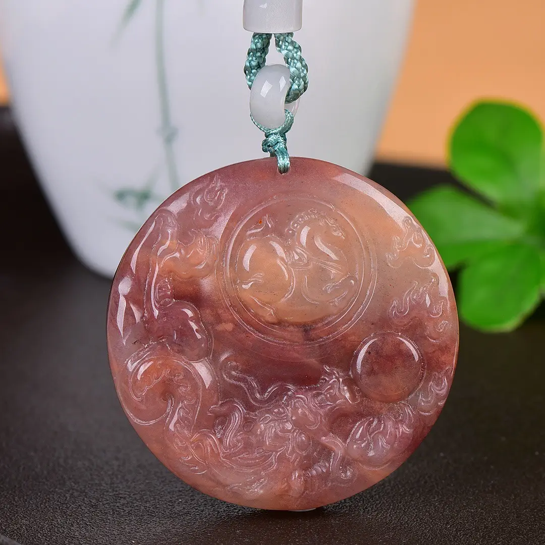 Exquisite Gold & Jade Dragon Pendant Necklace - Image 3