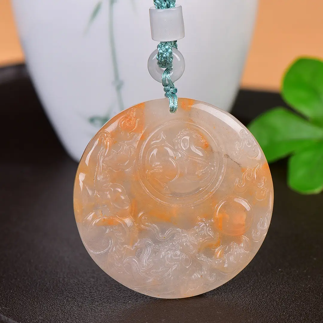 Exquisite Gold & Jade Dragon Pendant Necklace - Image 2