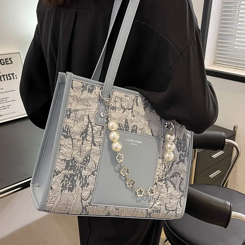 Pearl Chain Shoulder Bag for Women with Pearl Embroidery - Image 6