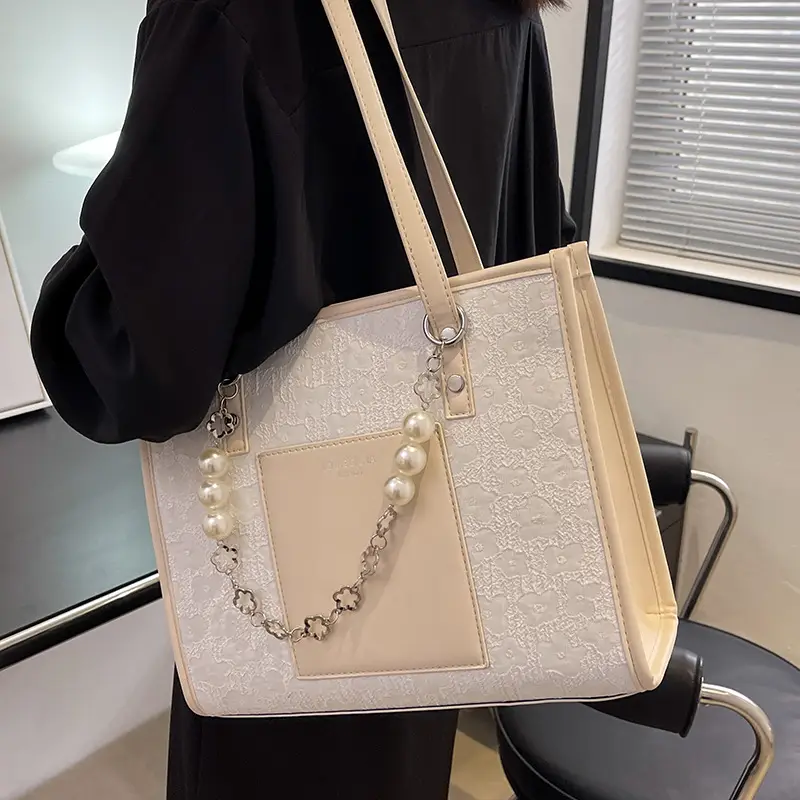 Pearl Chain Shoulder Bag for Women with Pearl Embroidery - Image 8