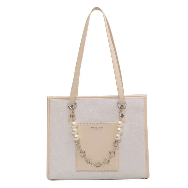 Pearl Chain Shoulder Bag for Women with Pearl Embroidery - Image 9