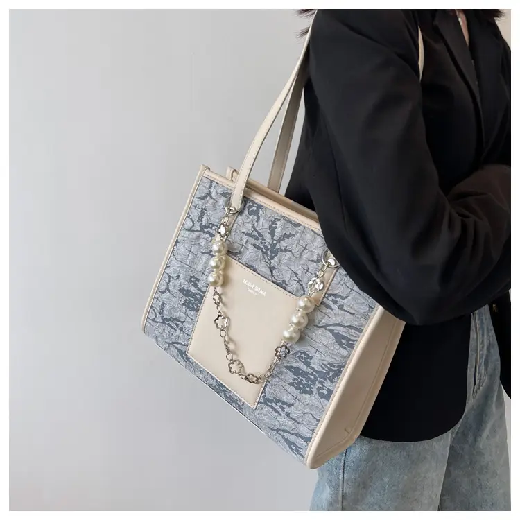 Pearl Chain Shoulder Bag for Women with Pearl Embroidery — feature 12