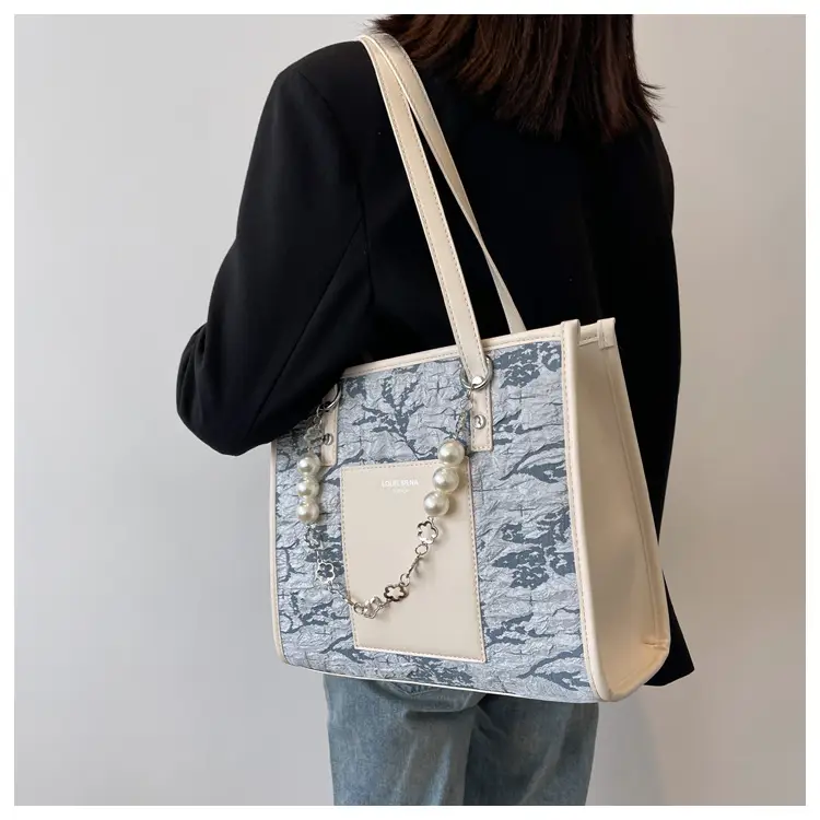 Pearl Chain Shoulder Bag for Women with Pearl Embroidery — feature 14