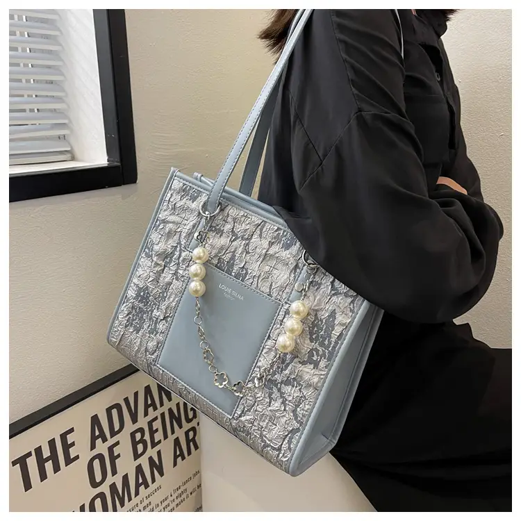 Pearl Chain Shoulder Bag for Women with Pearl Embroidery — feature 17