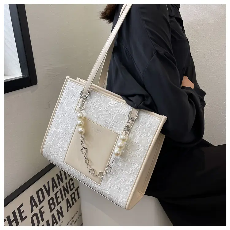 Pearl Chain Shoulder Bag for Women with Pearl Embroidery — feature 19