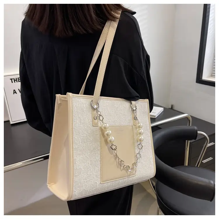 Pearl Chain Shoulder Bag for Women with Pearl Embroidery — feature 20