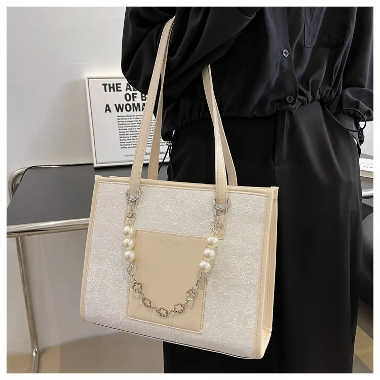 Pearl Chain Shoulder Bag for Women with Pearl Embroidery — feature 21