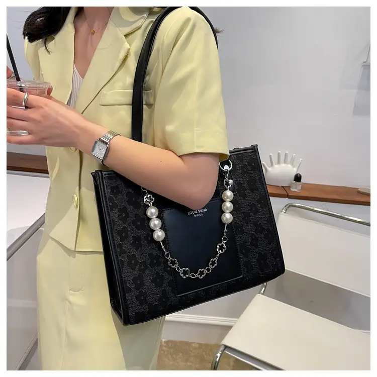 Pearl Chain Shoulder Bag for Women with Pearl Embroidery — feature 22