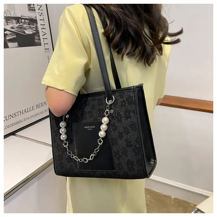 Pearl Chain Shoulder Bag for Women with Pearl Embroidery — feature 23