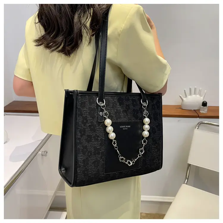 Pearl Chain Shoulder Bag for Women with Pearl Embroidery — feature 25