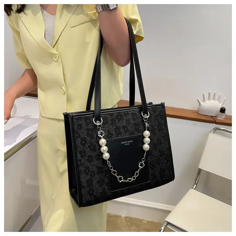 Pearl Chain Shoulder Bag for Women with Pearl Embroidery — feature 26