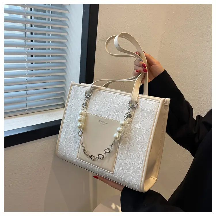 Pearl Chain Shoulder Bag for Women with Pearl Embroidery — feature 38