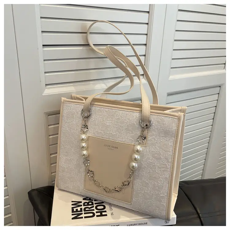 Pearl Chain Shoulder Bag for Women with Pearl Embroidery — feature 39