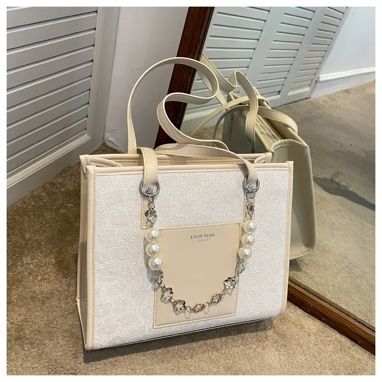 Pearl Chain Shoulder Bag for Women with Pearl Embroidery — feature 40