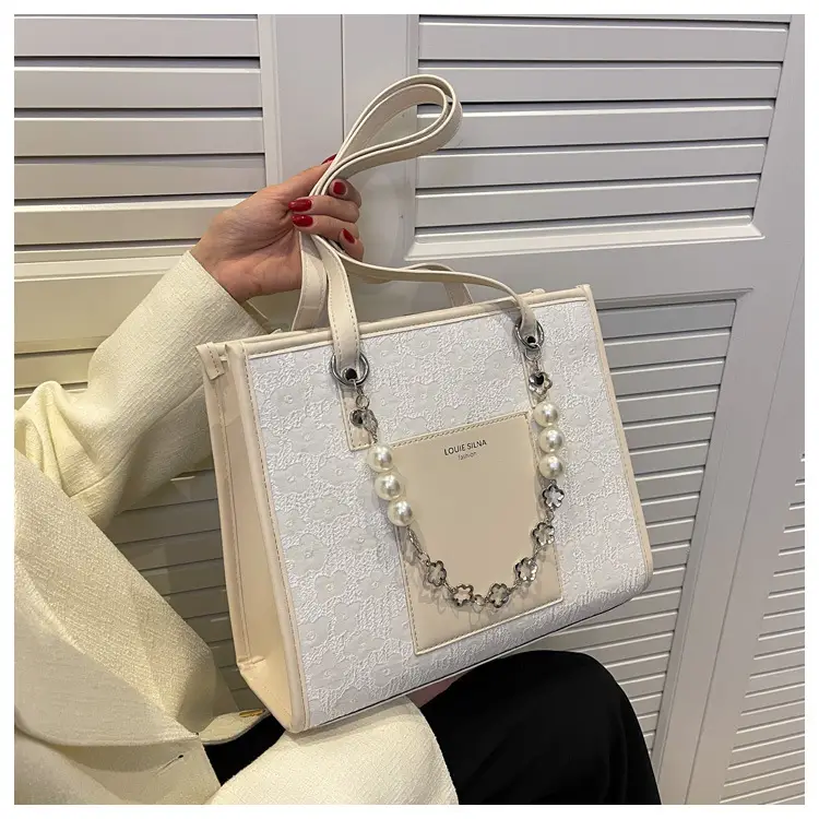 Pearl Chain Shoulder Bag for Women with Pearl Embroidery — feature 41