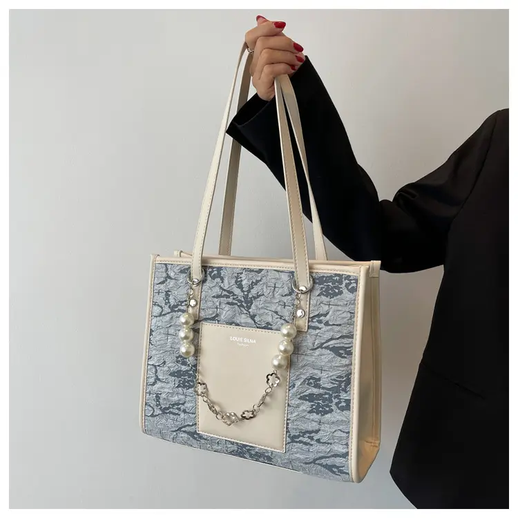Pearl Chain Shoulder Bag for Women with Pearl Embroidery — feature 9