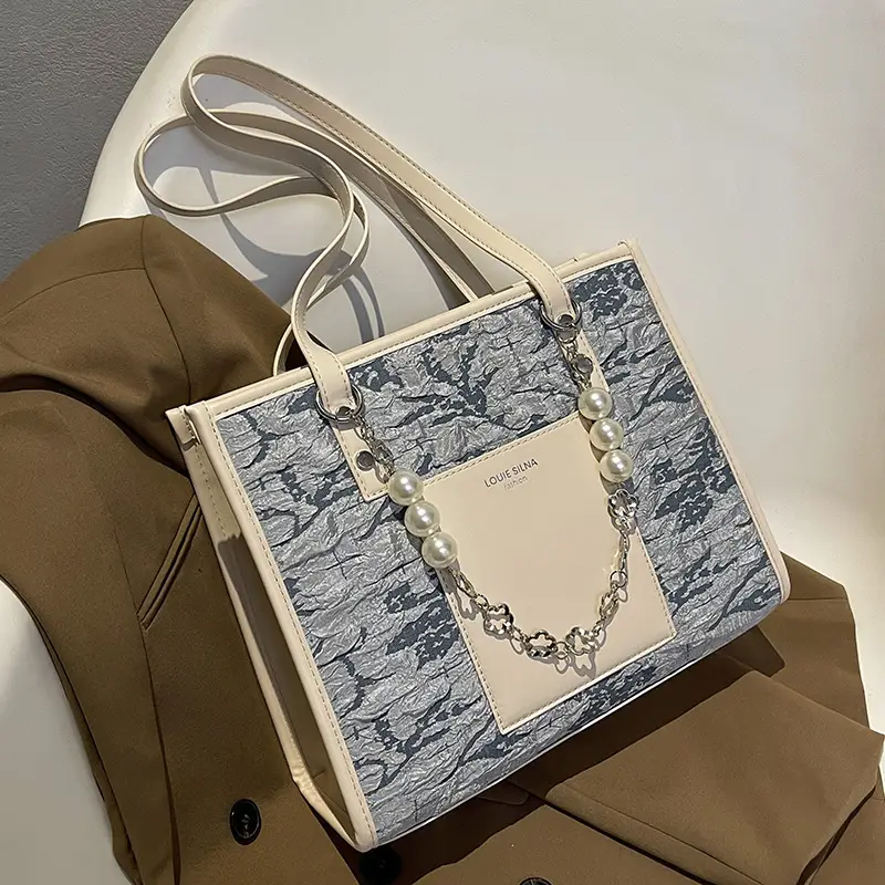 Pearl Chain Shoulder Bag for Women with Pearl Embroidery - Image 3