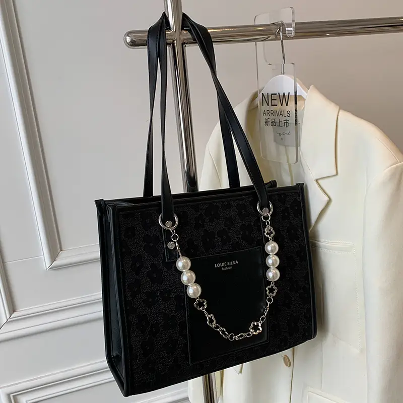 Pearl Chain Shoulder Bag for Women with Pearl Embroidery - Image 4