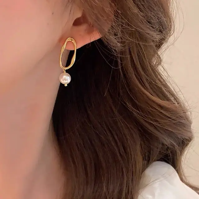 Minimalist Pearl Drop Earrings for Women - Image 2