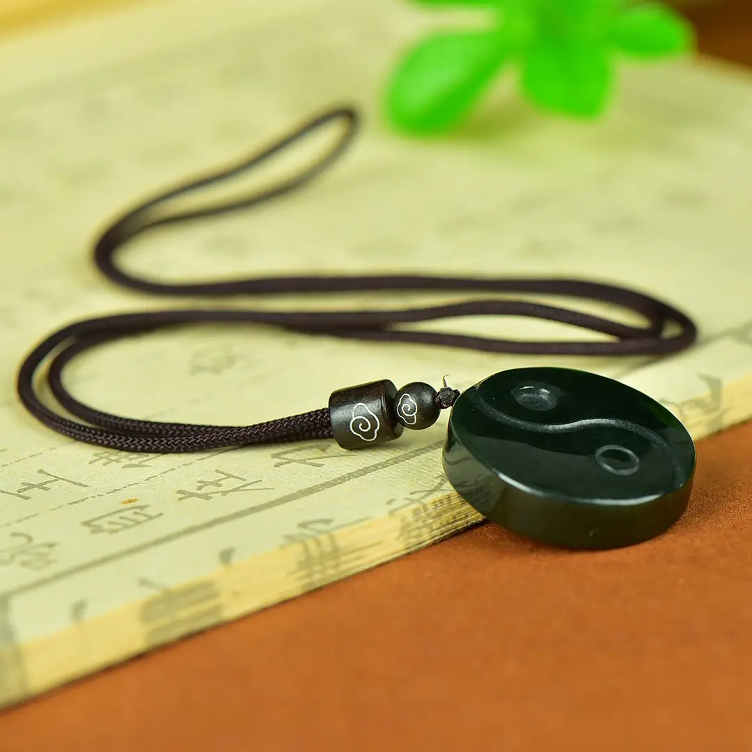 Hetian Jade Eight Diagram Pendant Black