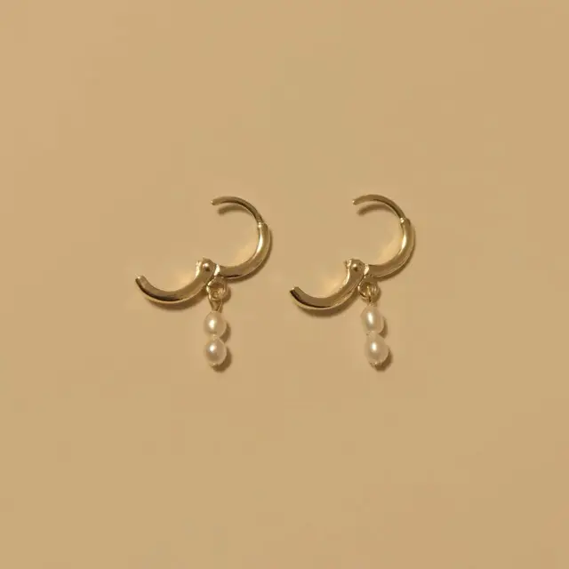Women French Pearl Ear Buckle Earrings Copper Plated 14k Gold - Image 3
