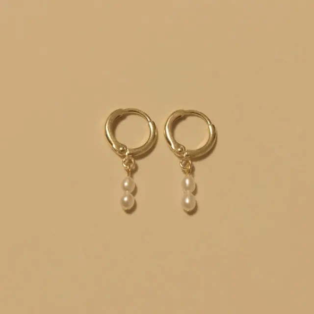 Women French Pearl Ear Buckle Earrings Copper Plated 14k Gold - Image 4