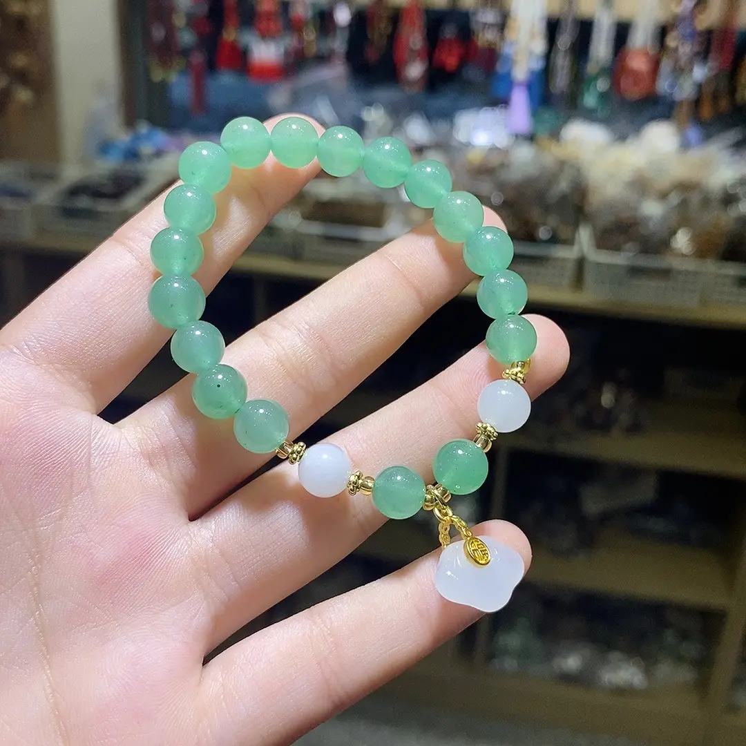 Dongling Jade Bracelet Green White Pearl Design
