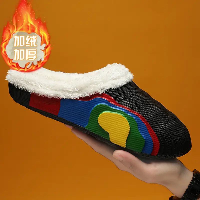 Cotton Slippers Men's Winter Couple's Feeling fleece-lined Warm Waterproof Trendy Lazy Shoes Parent-Child Mao Mao Slippers - Image 3