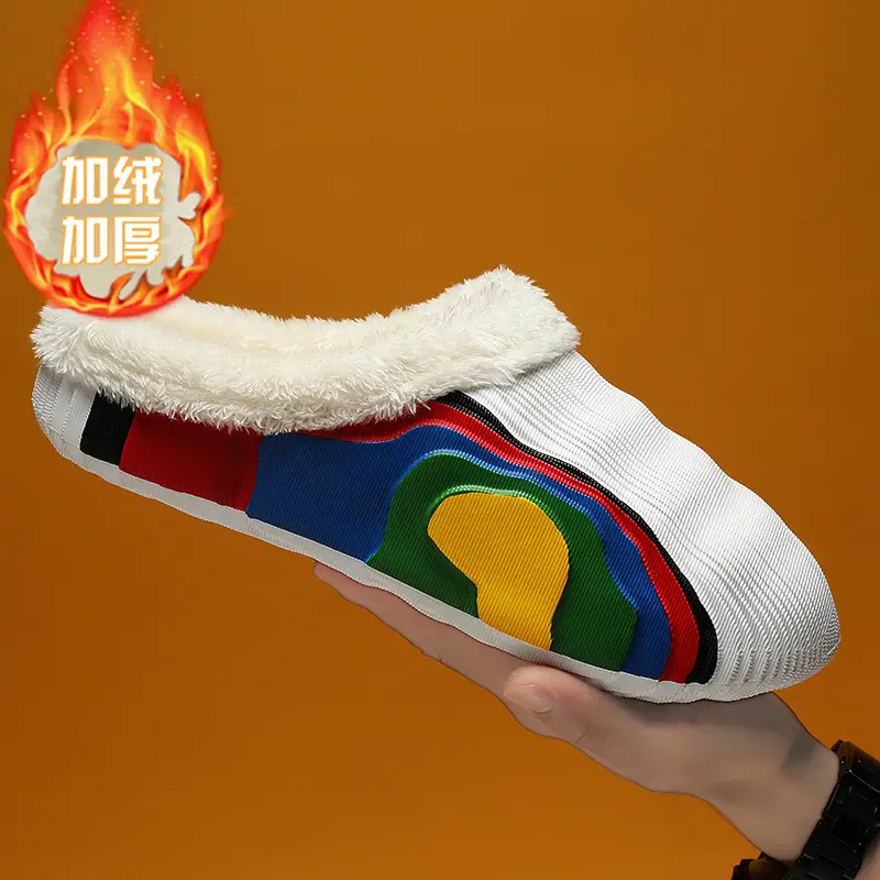 Cotton Slippers Men's Winter Couple's Feeling fleece-lined Warm Waterproof Trendy Lazy Shoes Parent-Child Mao Mao Slippers - Image 2
