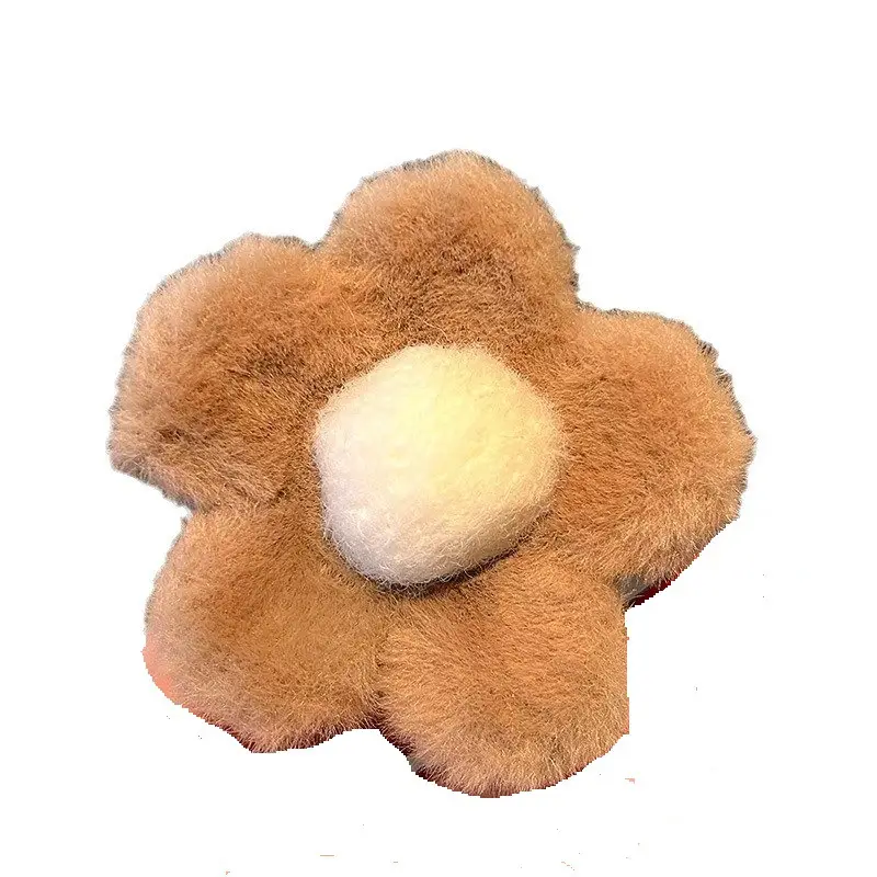 Fluffy Brown Flower Hair Clip for Women