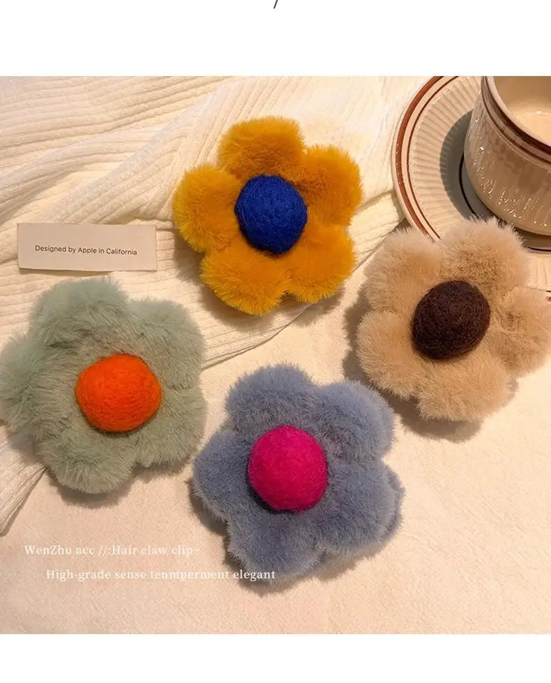 Fluffy Brown Flower Hair Clip for Women — feature 4