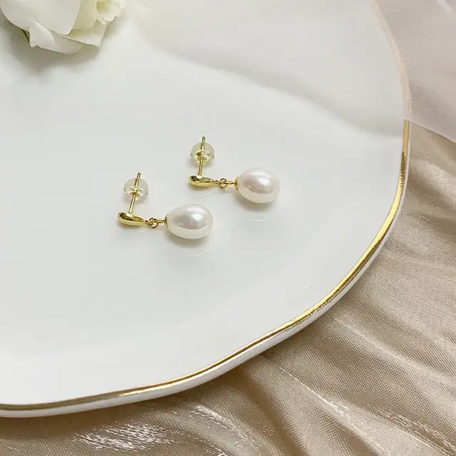 Natural Freshwater Pearl Earrings 925 Silver Sweet Elegant - Image 4