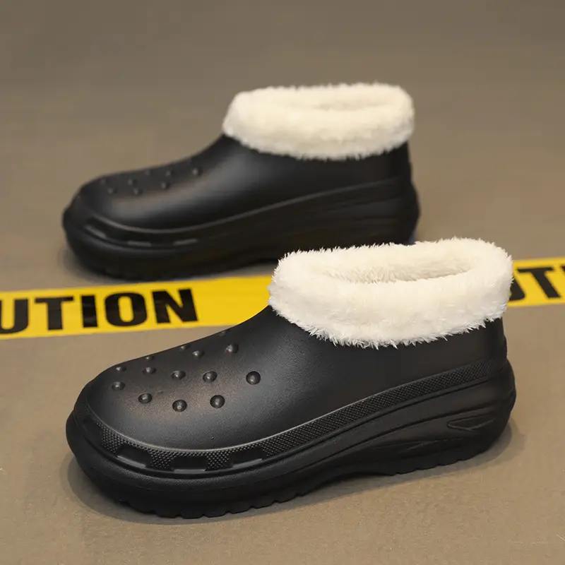 Cotton Slippers Men's Winter Couple's Dung-feeling Home Room Interior Velvet Heel Warm Waterproof Cotton Shoes Wool Slippers - Image 2