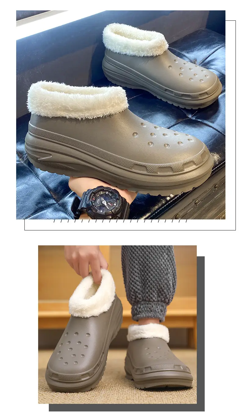Cotton Slippers Men's Winter Couple's Dung-feeling Home Room Interior Velvet Heel Warm Waterproof Cotton Shoes Wool Slippers — feature 13