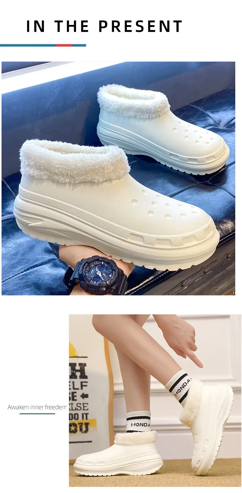 Cotton Slippers Men's Winter Couple's Dung-feeling Home Room Interior Velvet Heel Warm Waterproof Cotton Shoes Wool Slippers — feature 4