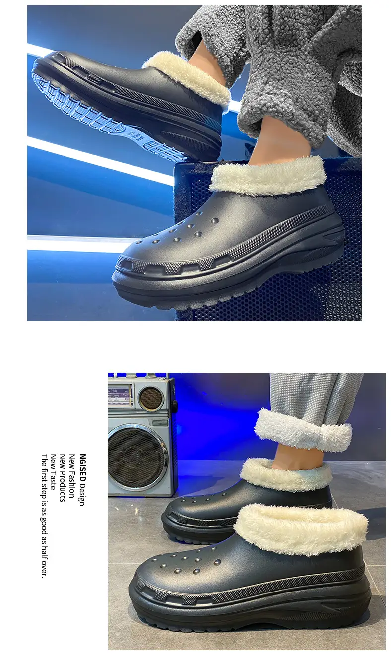 Cotton Slippers Men's Winter Couple's Dung-feeling Home Room Interior Velvet Heel Warm Waterproof Cotton Shoes Wool Slippers — feature 7