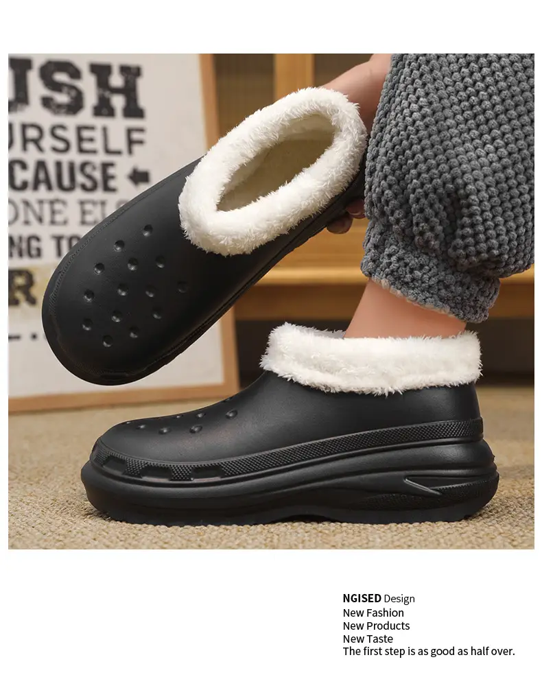 Cotton Slippers Men's Winter Couple's Dung-feeling Home Room Interior Velvet Heel Warm Waterproof Cotton Shoes Wool Slippers — feature 8