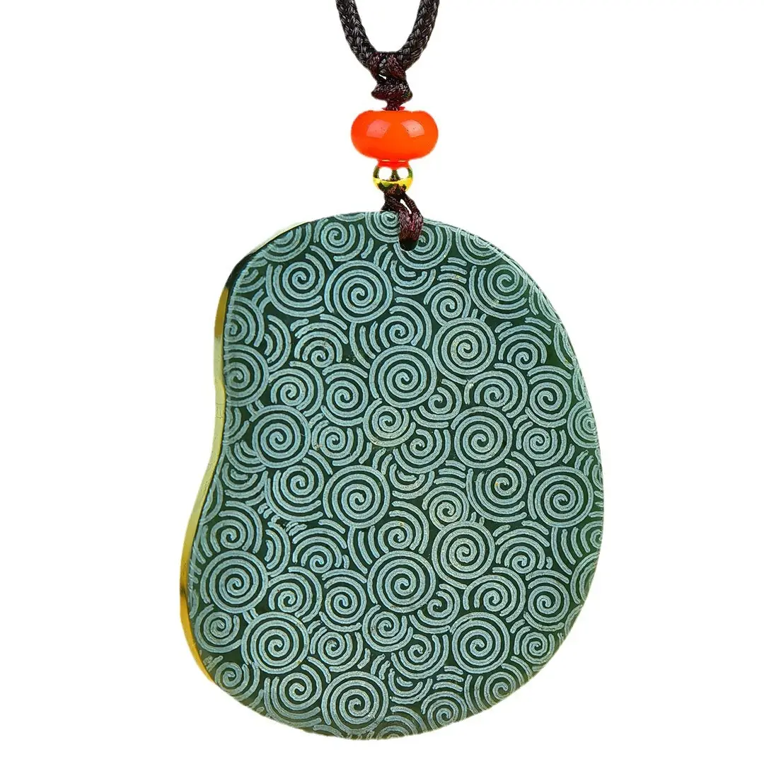 Hetian Jade Nine-Tail Fox Pendant with Red Resin
