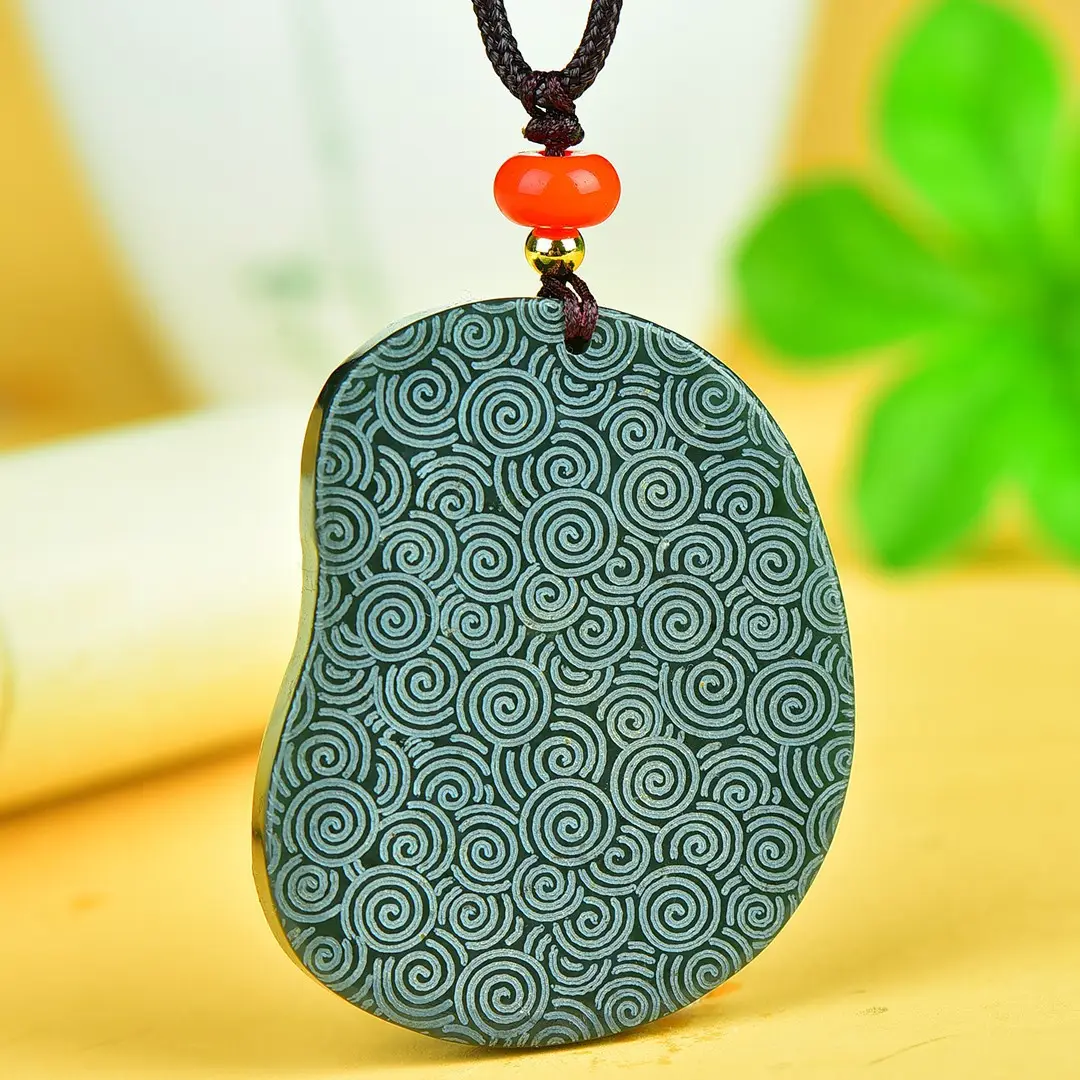 Hetian Jade Nine-Tail Fox Pendant with Red Resin — feature 7