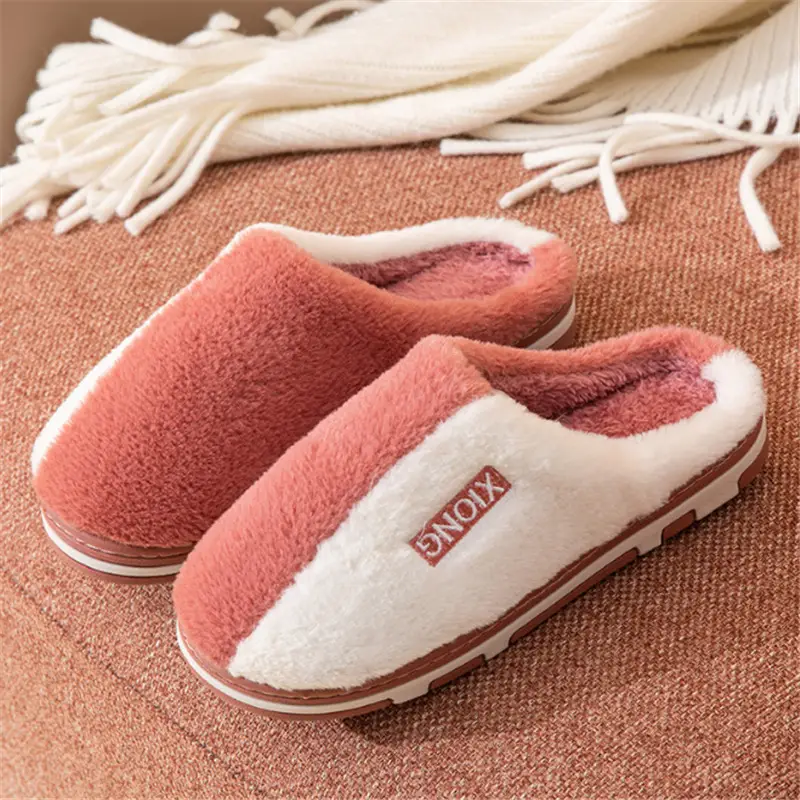 Women's Cotton Slippers 2025 New Model Indoor Warm Plush Thickened Non-Slip Home Couple Outdoor Wear Furry Slippers for Men