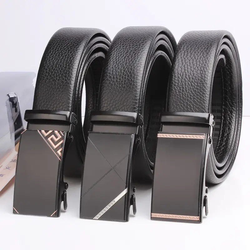 Men's Black Leather Belt with Gold Buckle - Image 28