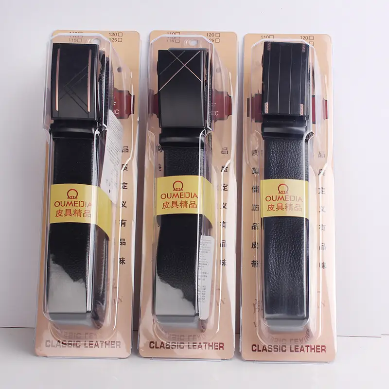 Men's Black Leather Belt with Gold Buckle - Image 2