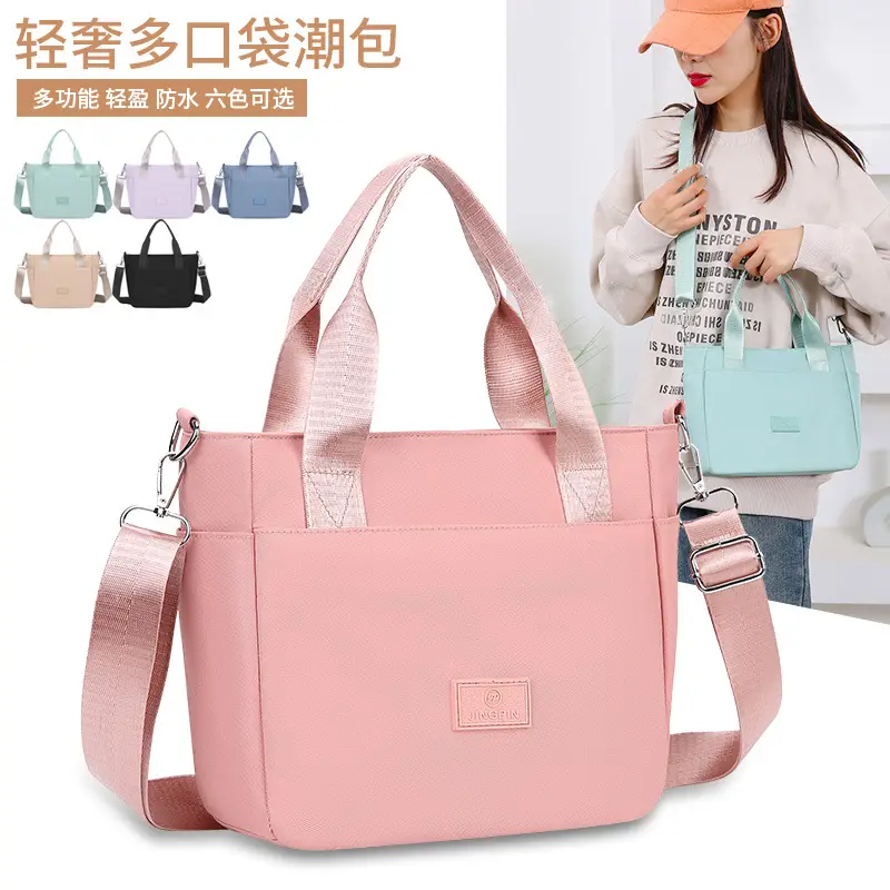 Light Blue Nylon Shoulder Bag for Women - Image 7